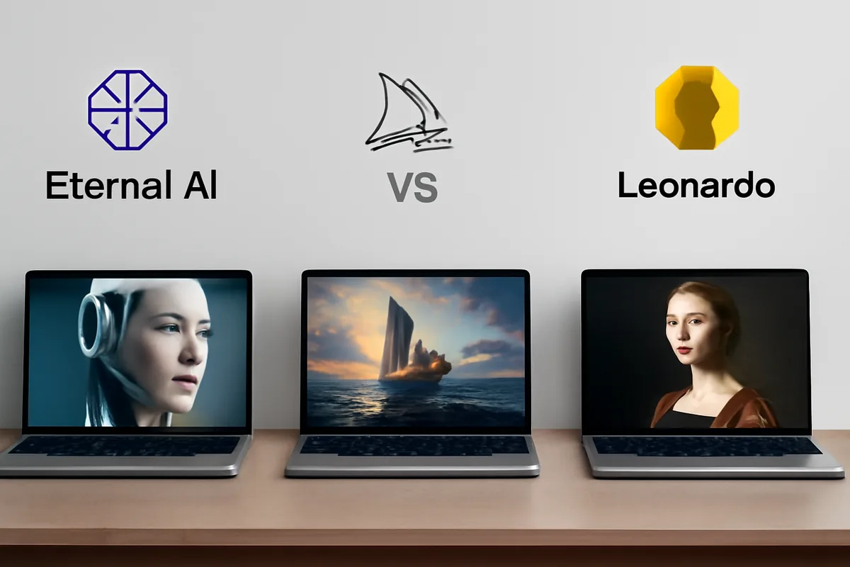 Eternal AI vs Midjourney vs Leonardo: Free Generators Compared concept