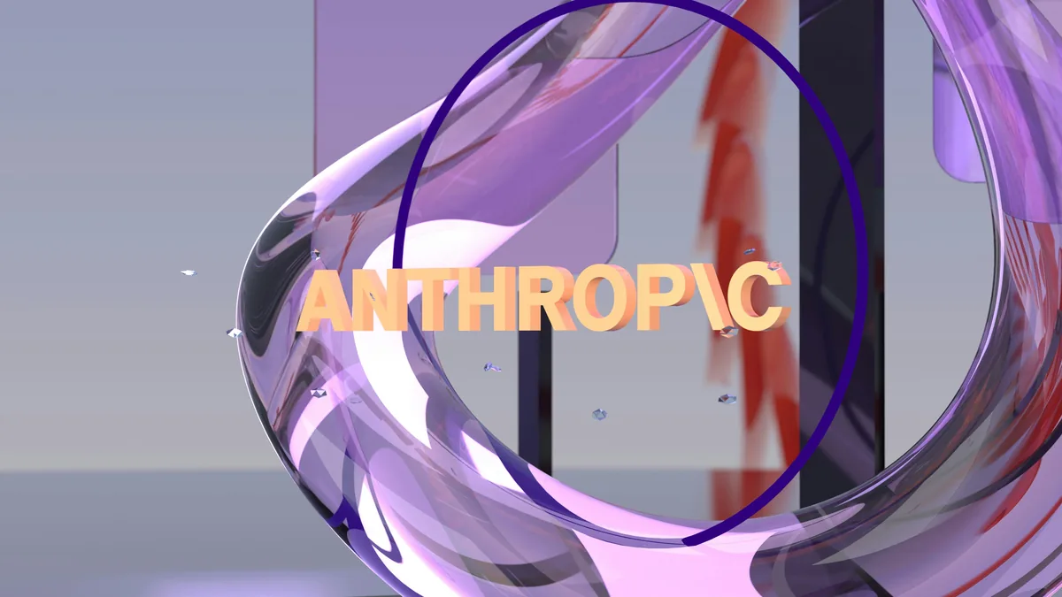 The word anthropic within a purple circle and abstract shapes.